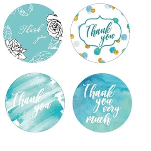 NEW 2 ROLLS OF THANK YOU VERY MUCH BLUE/WHITE PACKAGE STICKERS (1000 TOTAL) 1" - Picture 4 of 4